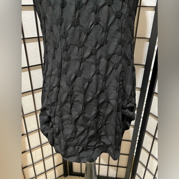 Niche Black Textured TUNIC DRESS, COWL NECK, TUCK HEMLINE, MADE IN USA, SIZE M - Picture 8 of 14